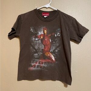 Iron Man Superhero Graphic Brown Short Sleeve T-Shirt Youth M (8)